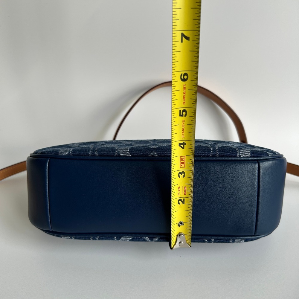 Coach Teri Indigo Signature Denim Leather Shoulder Bag Excellent - Picture 13 of 13